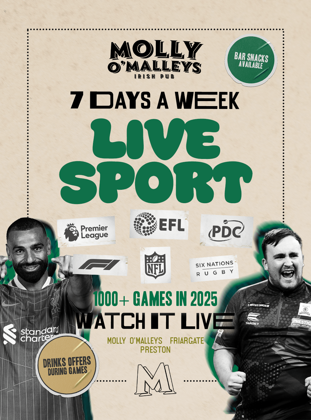 Live Sport at Molly O'Malleys, Preston